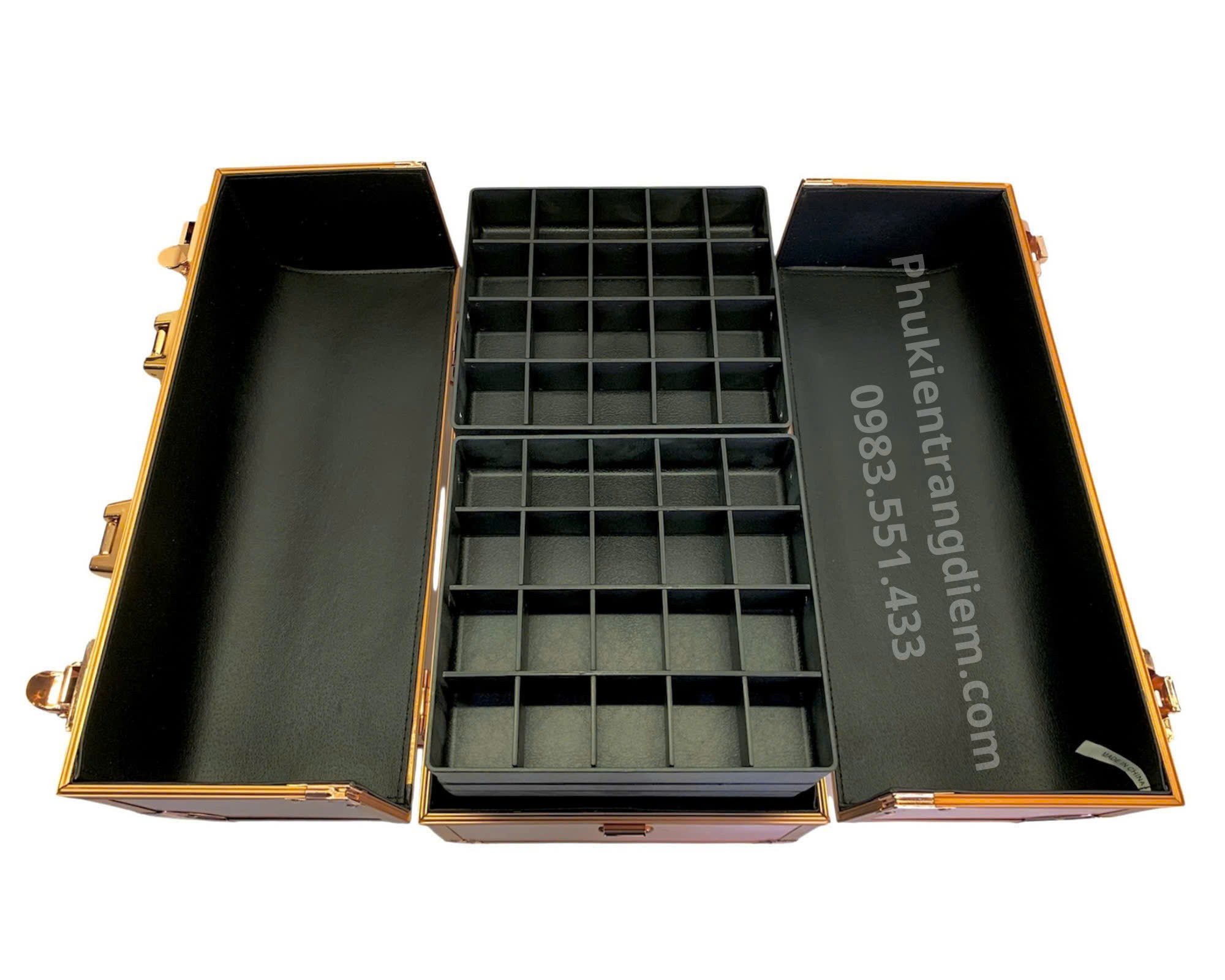 cốp makeup đa năng c&oacute; khay trượt m&agrave;u rose gold sang trọng gi&aacute; rẻ