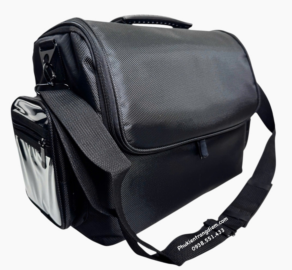 cốp đựng đồ mỹ phẩm trang điểm nhỏ gọn nhiều ngăn có dây đeo kèm túi pvc trong suốt