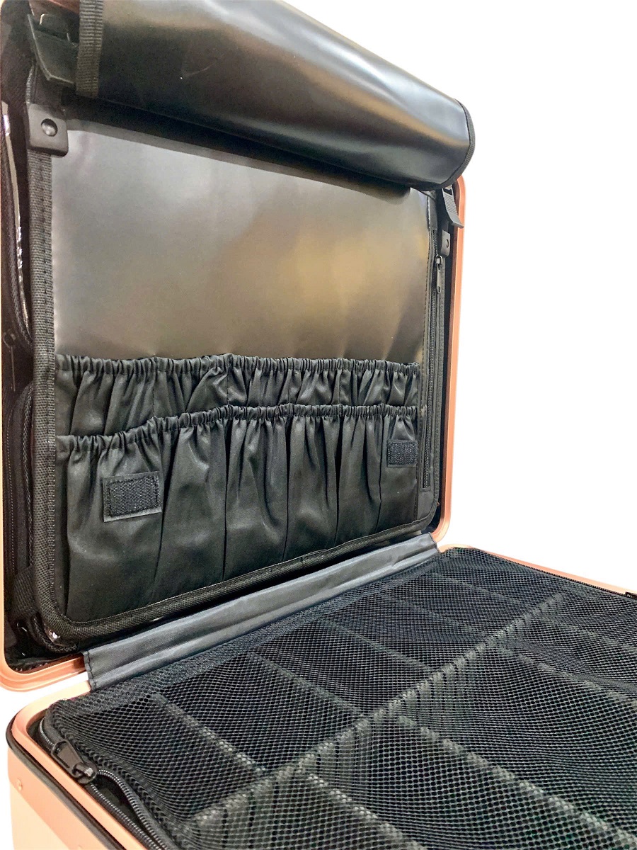 cốp kéo trang điểm dạng vali du lịch BOXSW dùng cho makeup chuyên nghiệp kèm 04 túi nhỏ trong suốt