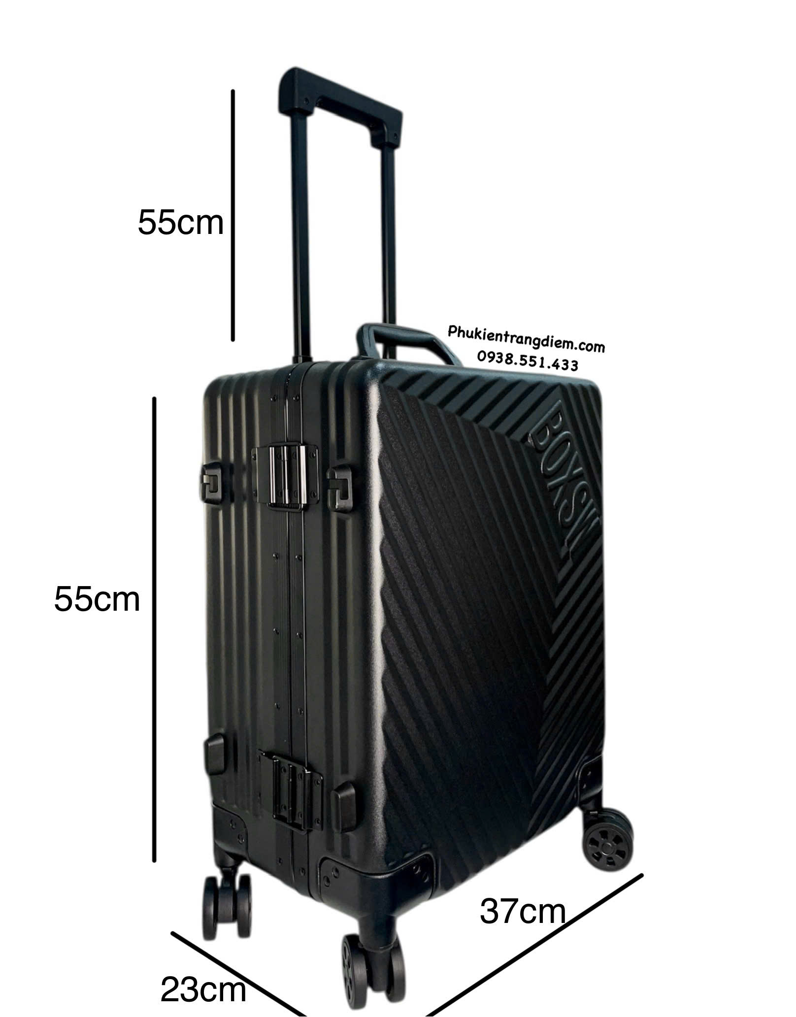 cốp kéo trang điểm dạng vali du lịch BOXSW dùng cho makeup chuyên nghiệp kèm 04 túi nhỏ trong suốt