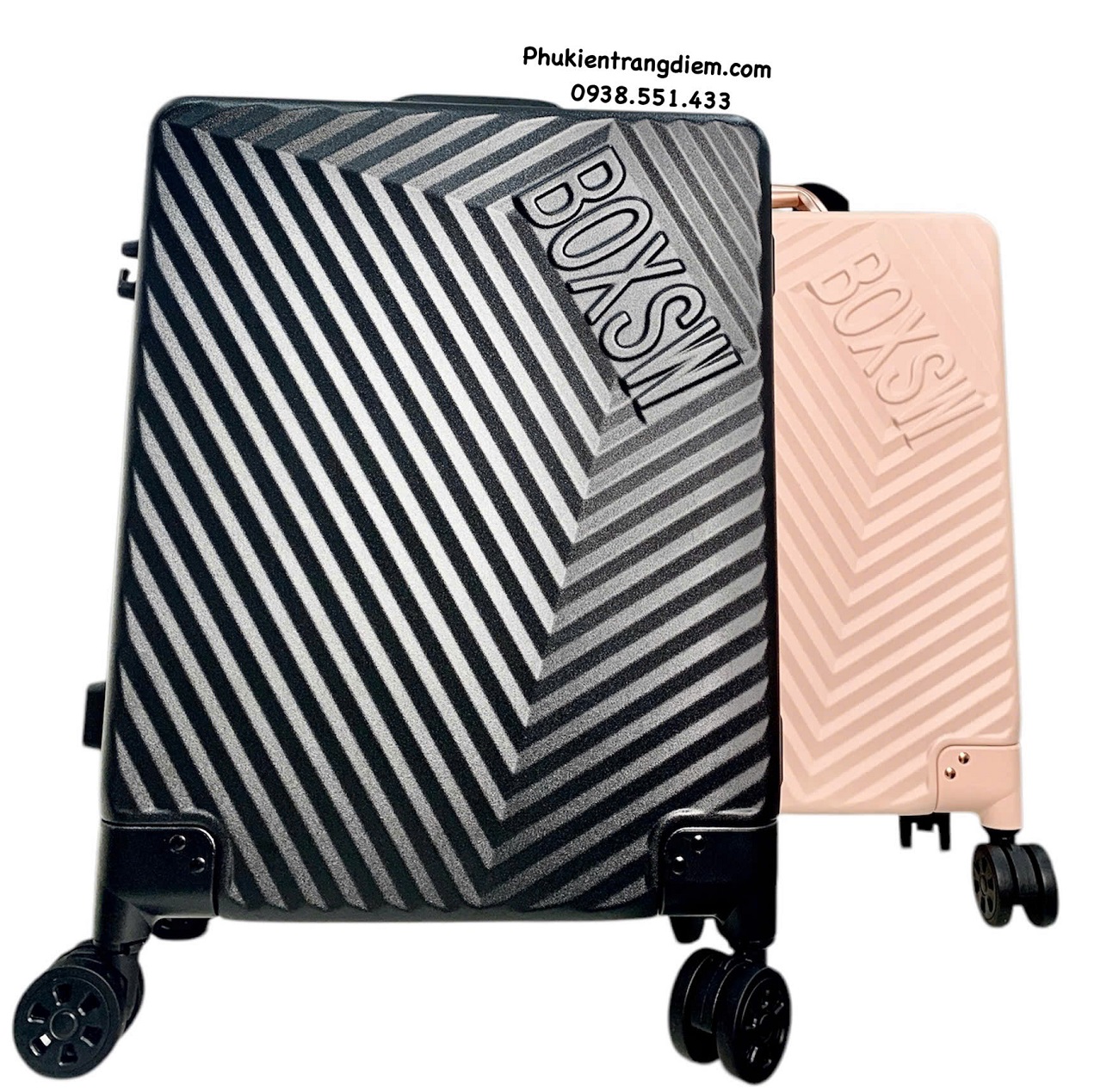 cốp kéo trang điểm dạng vali du lịch BOXSW dùng cho makeup chuyên nghiệp kèm 04 túi nhỏ trong suốt