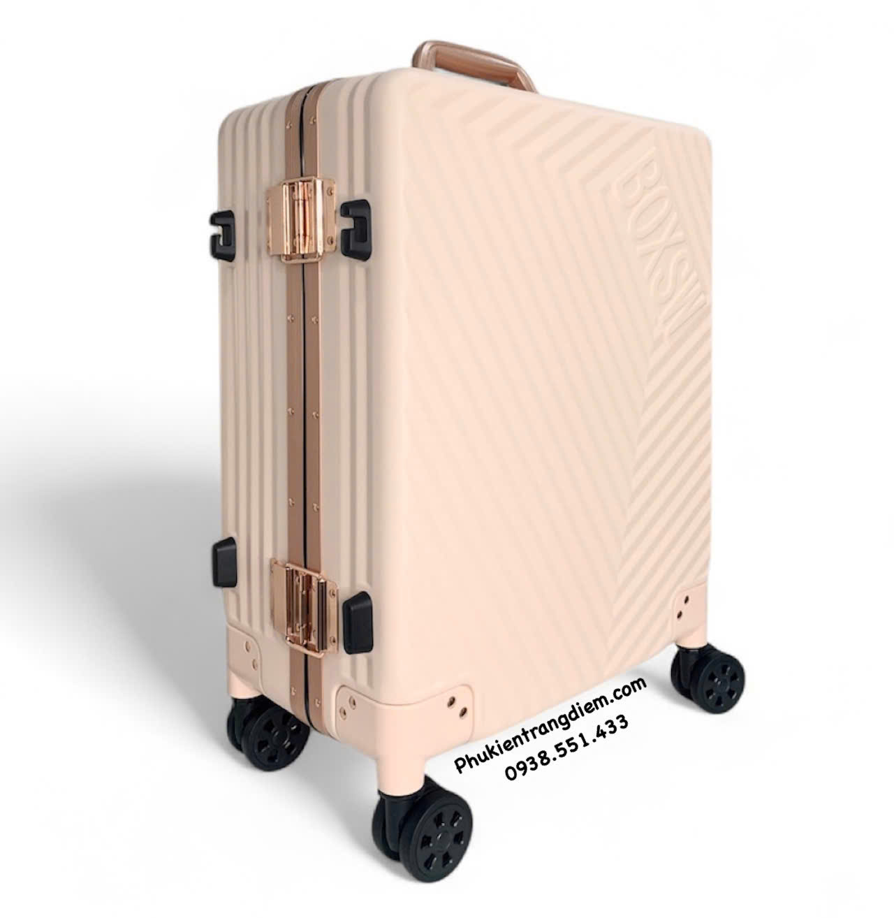 cốp kéo trang điểm dạng vali du lịch BOXSW dùng cho makeup chuyên nghiệp kèm 04 túi nhỏ trong suốt