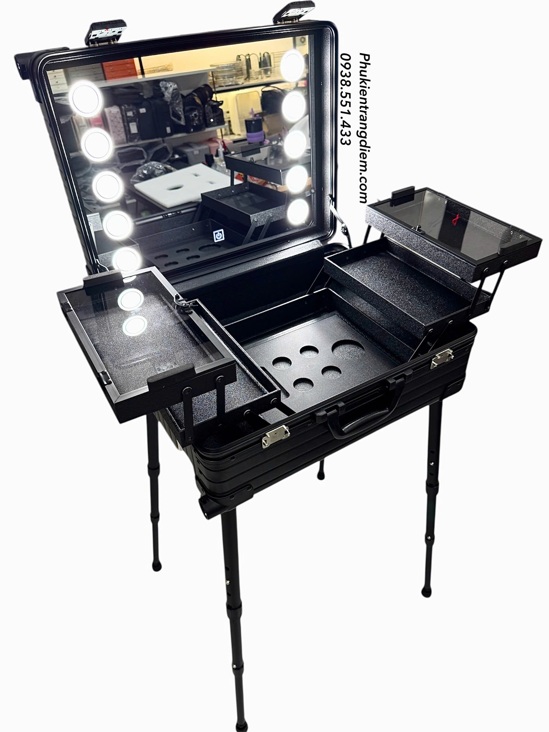 cốp vali k&eacute;o makeup artist gương đ&egrave;n LED d&agrave;nh cho thợ trang điểm chuy&ecirc;n nghiệp cao cấp