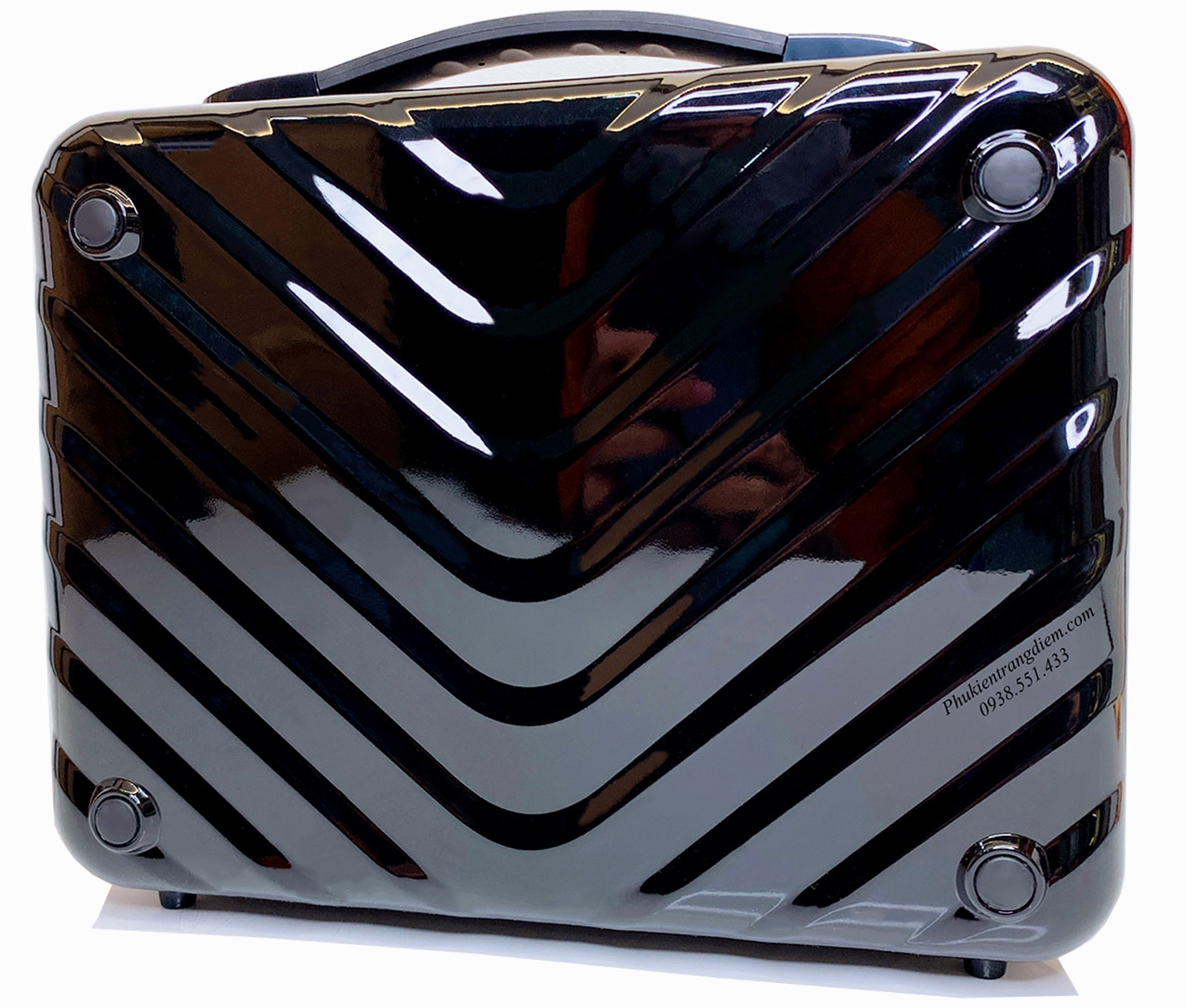 Cốp đựng mỹ phẩm cá nhân Beauty Case có gương + đèn LED vỏ nhựa bóng cao cấp  