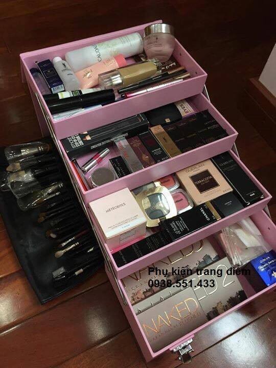 cốp thùng make up trang điểm chuyên nghiệp Hàn Quốc màu hồng