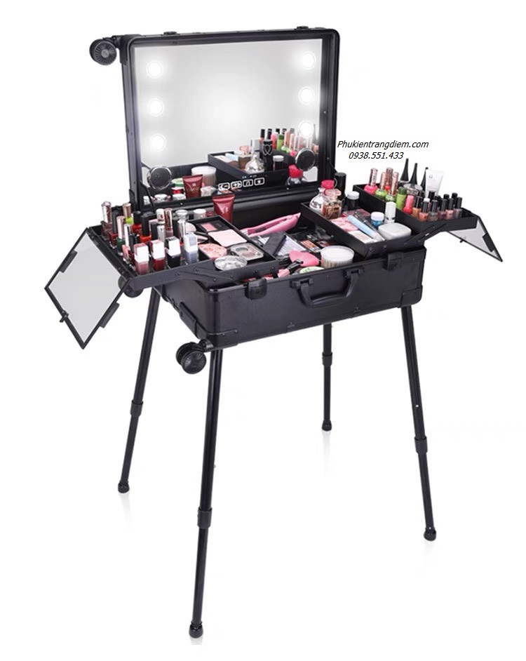 cốp thùng make up chuyên nghiệp có loa đèn gương và màn hình xem giờ