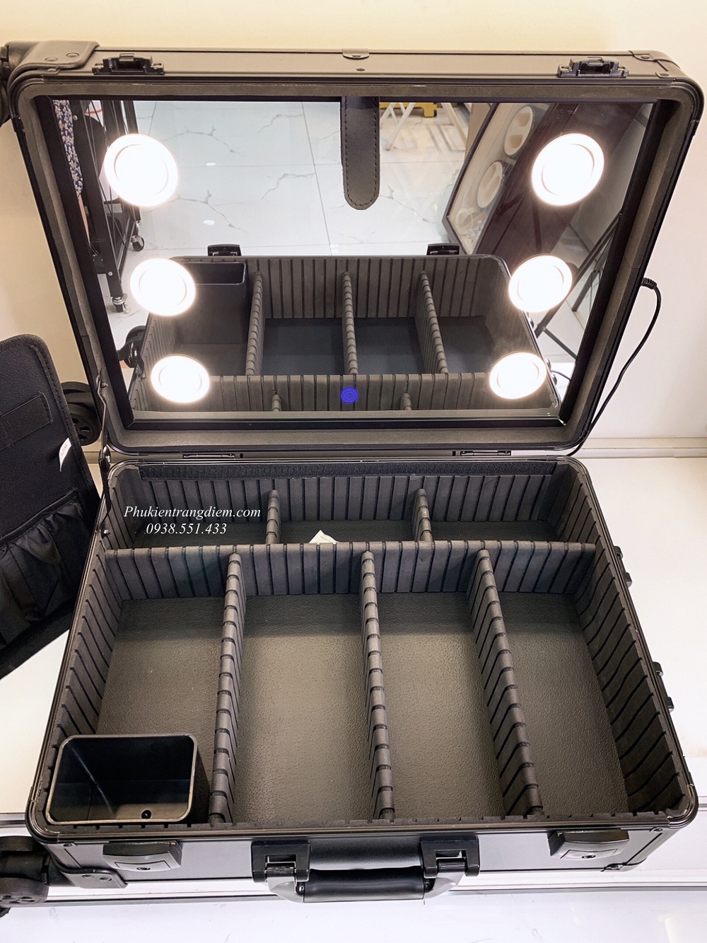 cốp vali trang điểm chuyên nghiệp có gương đèn cao cấp