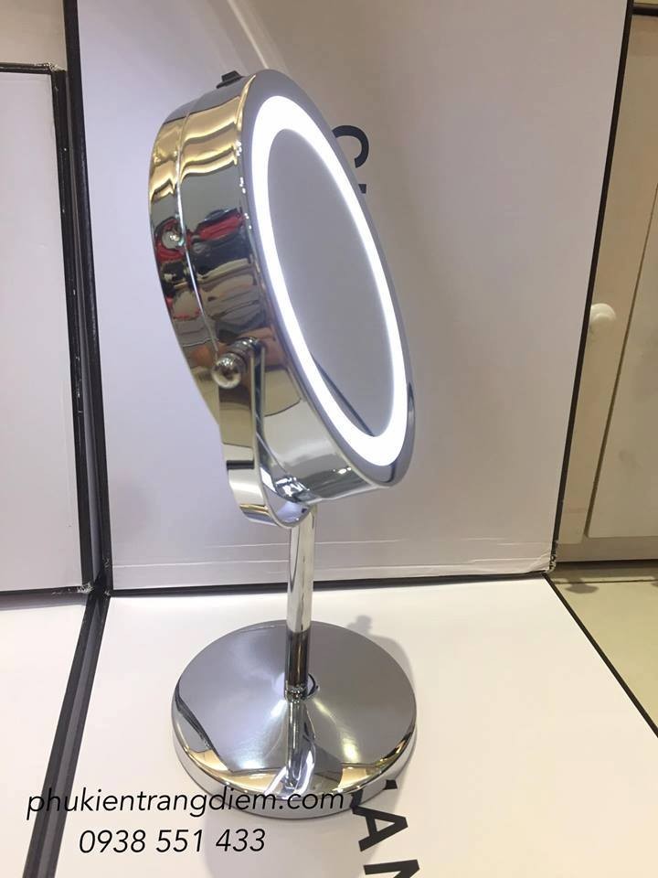 bán gương trang điểm inox có đèn 2 mặt phóng to