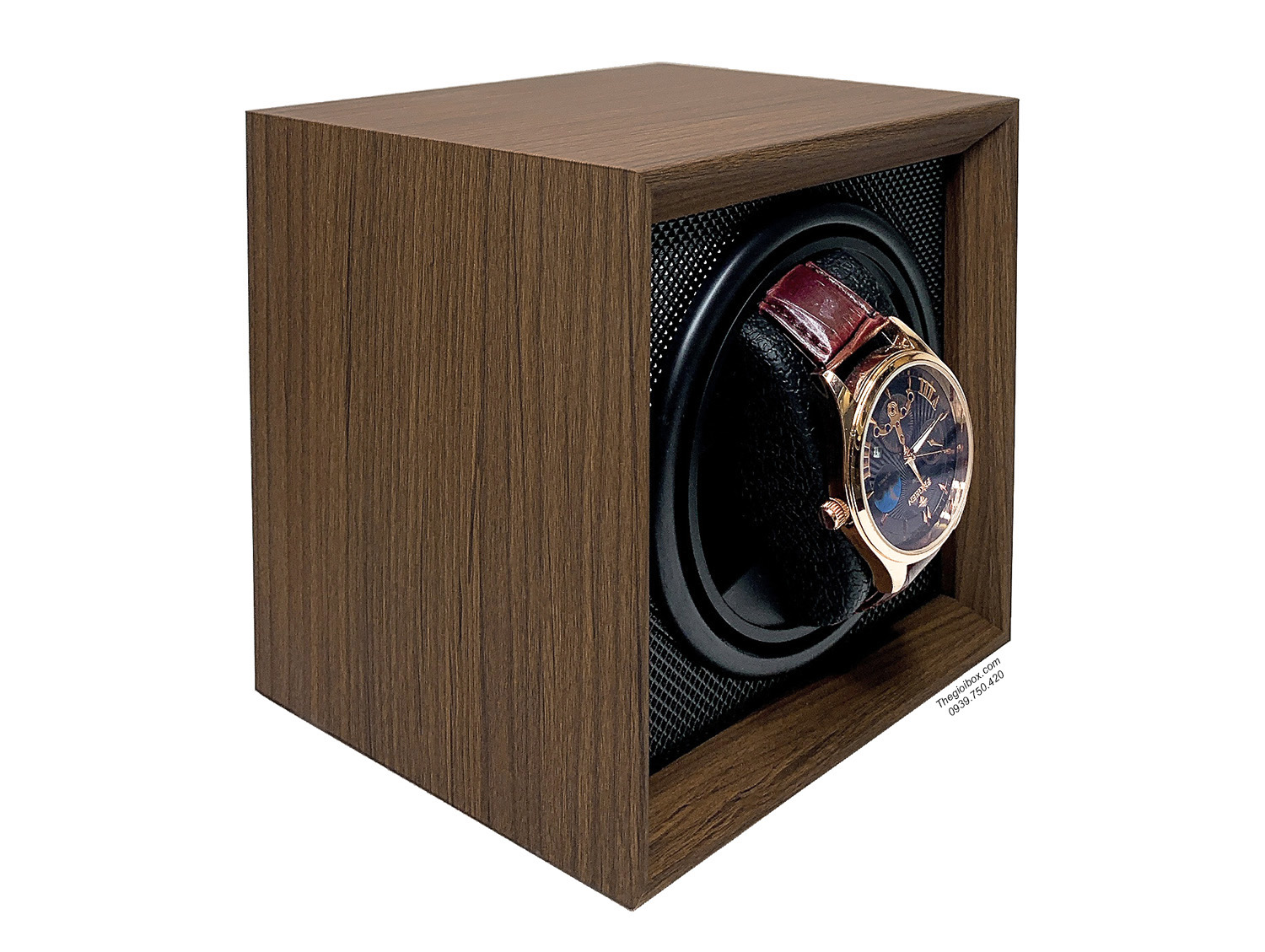 Hộp xoay đồng hồ cơ 1 không nắp vỏ gỗ nội thất nhựa đen giá rẻ