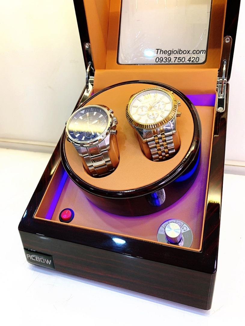 hộp xoay đồng hồ 2 cái cao cấp chính hãng ACBOW có Pin đèn LED