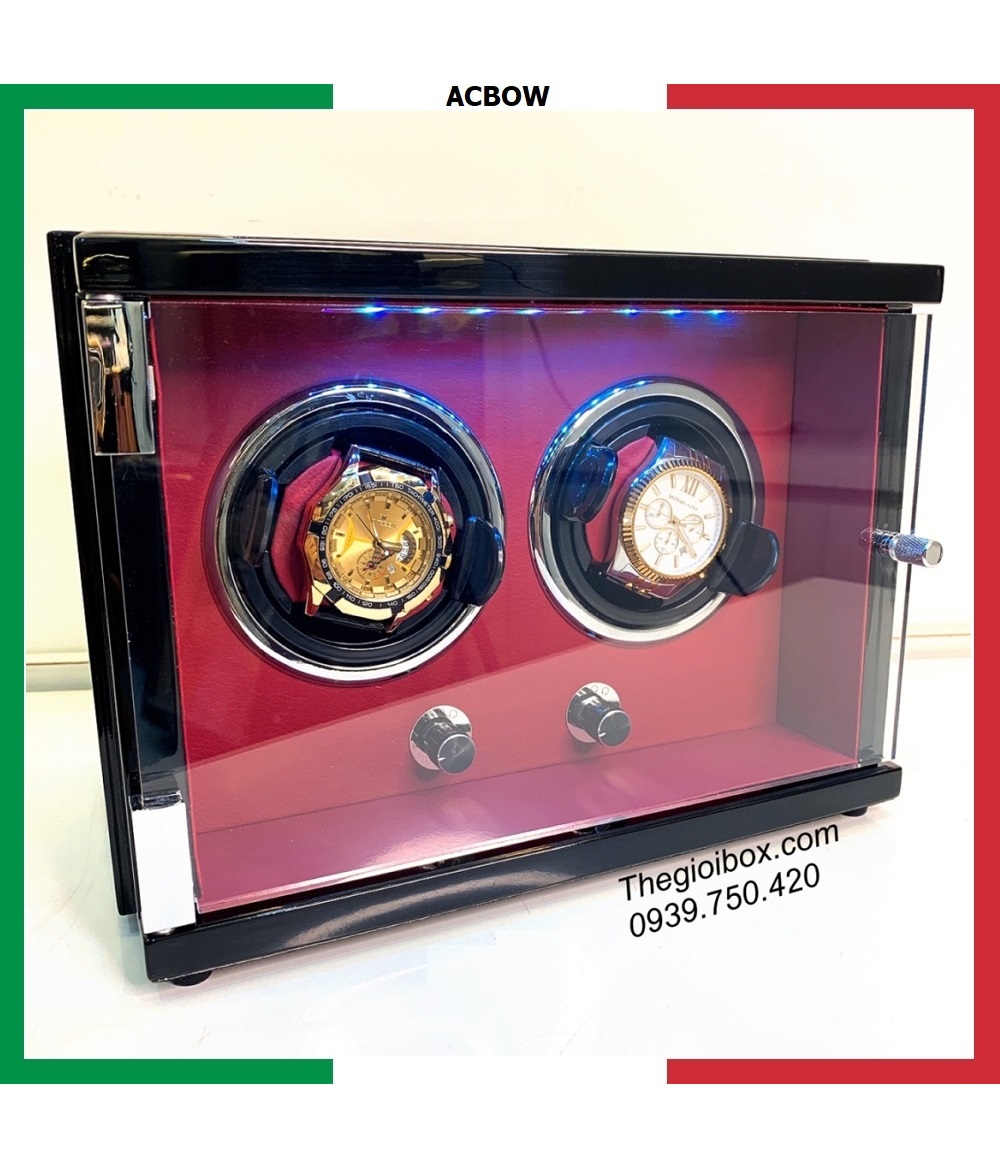 tủ hộp xoay 2 đồng hồ ACBOW cao cấp có Đèn LED