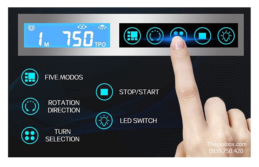 Cài đặt màn hình cảm ứng của tủ xoay đồng hồ có màn hình cảm ứng + remote