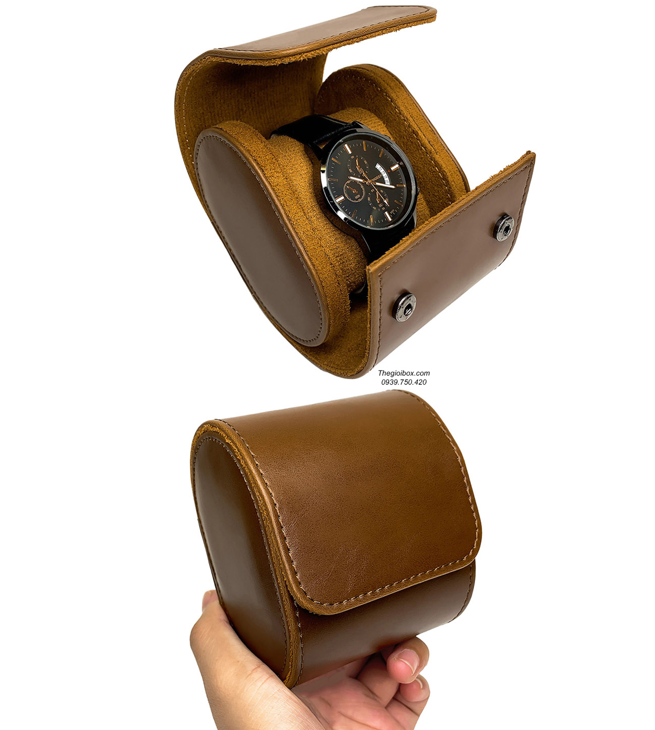 Bóp da mini để đồng hồ 1 ngăn du lịch vỏ da cao cấp giá rẻ