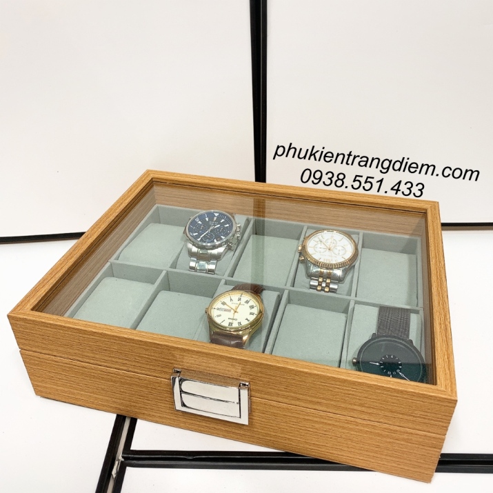 hộp đựng đồng hồ bằng gỗ 10 ngăn giá rẻ