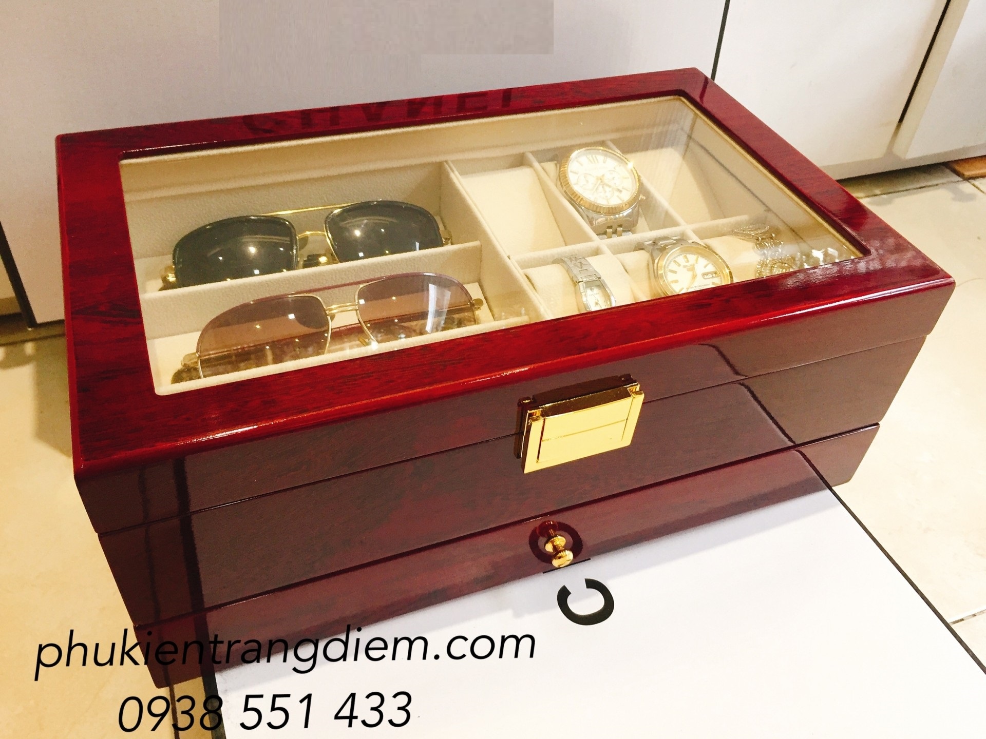 hộp gỗ đựng đồng hồ trang sức mắt kính giá rẻ tại tphcm