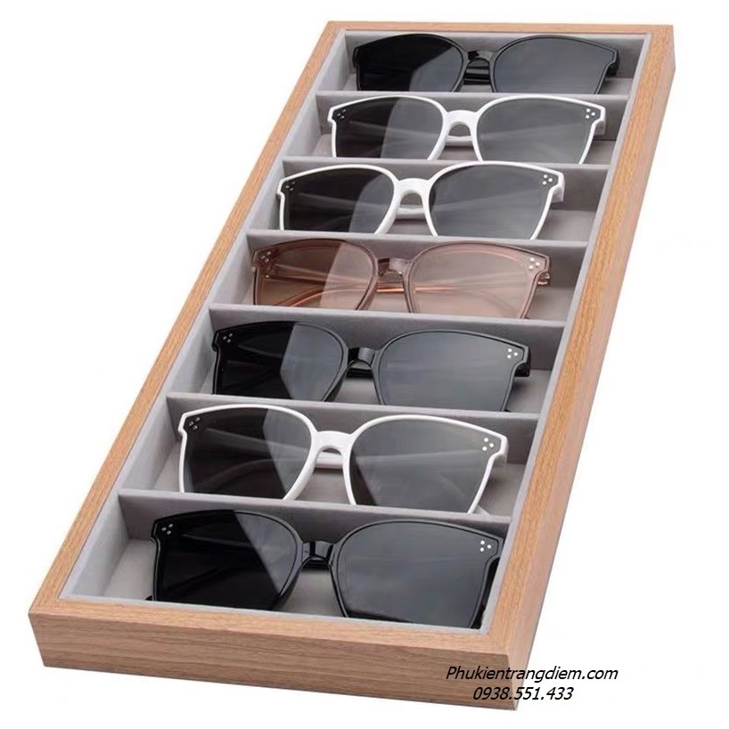 khay trưng bày mắt kính 7-12-18-24 ngăn đẹp chống trầy xước bụi bẩn