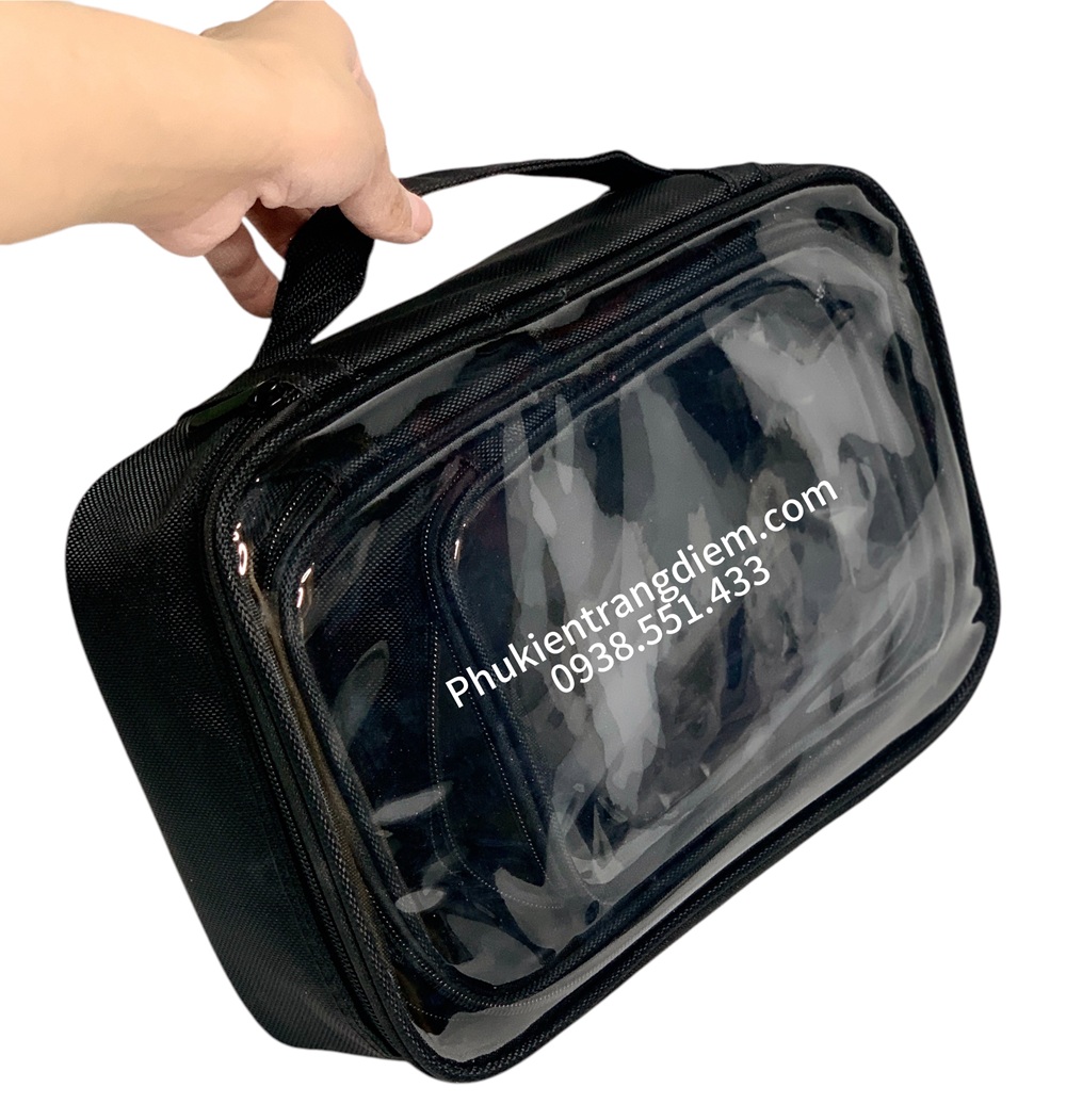 Bộ 3 túi đựng mỹ phẩm xách tay đi du lịch nhỏ gọn nắp trong suốt hạn chế thấm nước