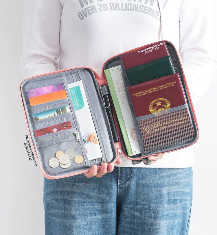 Túi đựng giấy tờ du lịch, túi đựng passport, thẻ tín dụng nhiều ngăn tiện lợi